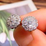 Flower Stud Earrings Cubic Zirconia Piercing Women Wedding Jewelry