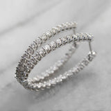 Oval Hoop Earring Micro Paved CZ Stone Women's Jewelry