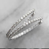 Oval Hoop Earring Micro Paved CZ Stone Women's Jewelry
