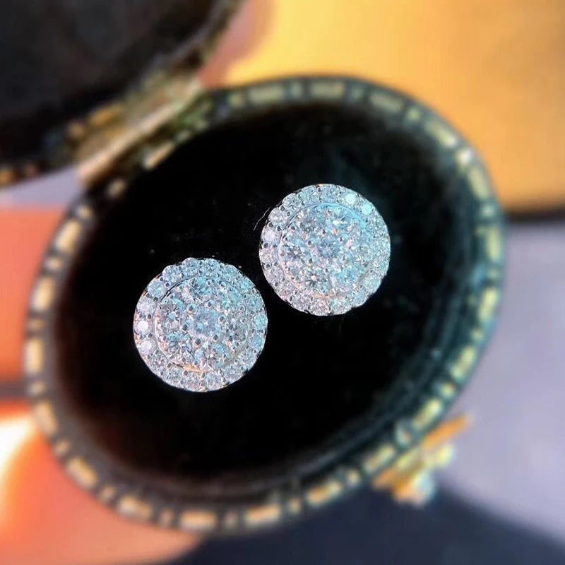 Elegant Round Stud Earrings CZ Classic Female Earrings Lot