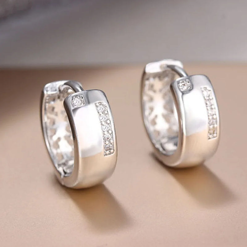 Small Circle Hoop Earrings Silver Female Loop Earring Classic Jewelry