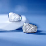 Small Hoop Earrings Sparkling CZ Stone Half Circle Design