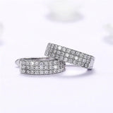 Silver U-Shaped Hoop Earrings with Crystal CZ Stone