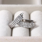 Silver U-Shaped Hoop Earrings with Crystal CZ Stone