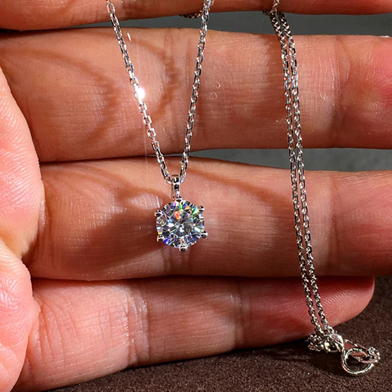 6 Prong Crystal Zircon Pendant Necklace High Wedding Accessories