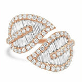 Rose CZ Leaf Double Rings Women's Statement Jewelry
