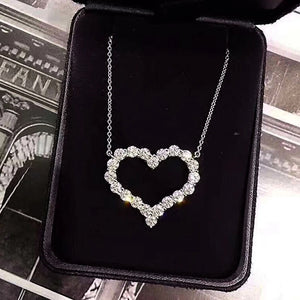 Delicate Heart Pendant Necklace Zircon Bridal Jewelry