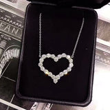 Delicate Heart Pendant Necklace Zircon Bridal Jewelry
