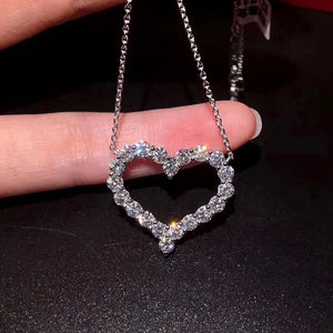 Delicate Heart Pendant Necklace Zircon Bridal Jewelry