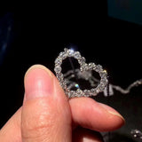 Delicate Heart Pendant Necklace Zircon Bridal Jewelry