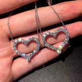Delicate Heart Pendant Necklace Zircon Bridal Jewelry
