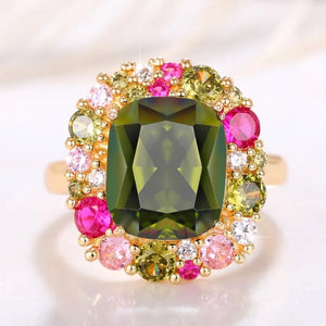 Green Cubic Zirconia Ring for Women Wedding Engagement