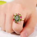 Green Cubic Zirconia Ring for Women Wedding Engagement