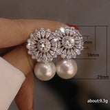 Romantic Bridal Wedding Earrings with Cubic Zircon Pearl