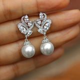 Pearl Dangle Earrings Silver Fresh Statement Jewelry