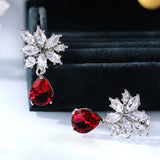 Crystal Red CZ Drop Earrings for Dance Party
