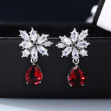 Crystal Red CZ Drop Earrings for Dance Party