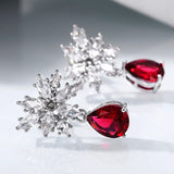 Crystal Red CZ Drop Earrings for Dance Party