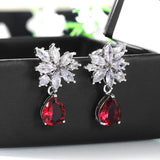 Crystal Red CZ Drop Earrings for Dance Party
