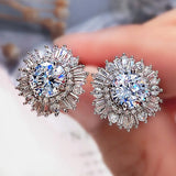 Eternity CZ Flower Stud Earrings - Wedding Accessories