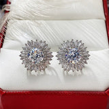 Eternity CZ Flower Stud Earrings - Wedding Accessories