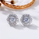 Eternity CZ Flower Stud Earrings - Wedding Accessories