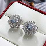 Eternity CZ Flower Stud Earrings - Wedding Accessories