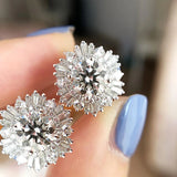 Eternity CZ Flower Stud Earrings - Wedding Accessories