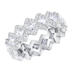 Eternity Wedding Rings Full Dazzling CZ Engagement Party Female Ring Gift