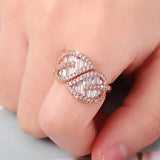 Fancy Leaf Rings Women Rose Sweet Bridal Finger-ring Wedding Party Jewelry
