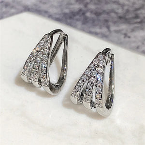 Claw Earrings Inlay Cubic Zirconia Versatile Female Hoop Earrings