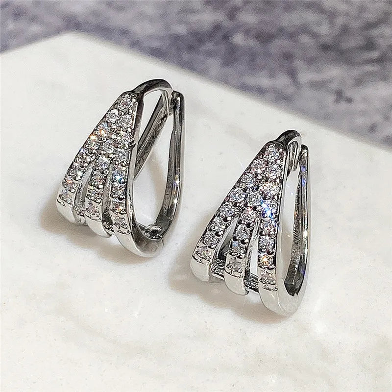 Claw Earrings Inlay Cubic Zirconia Versatile Female Hoop Earrings