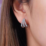 Claw Earrings Inlay Cubic Zirconia Versatile Female Hoop Earrings