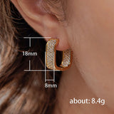 Paved CZ U Hoop Metal Earrings for Women