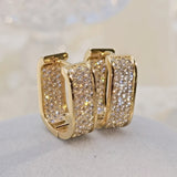 Paved CZ U Hoop Metal Earrings for Women