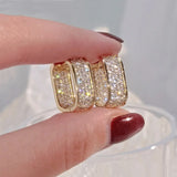 Paved CZ U Hoop Metal Earrings for Women