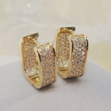 Paved CZ U Hoop Metal Earrings for Women