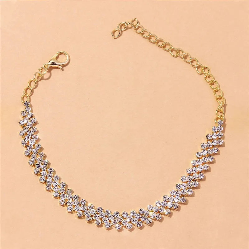 Rhinestone Anklet Silver/Gold Leg Chain Party Jewelry