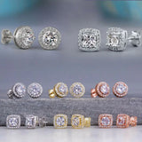 Geometric CZ Stud Earrings for Women Wedding Party Daily Jewelry