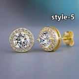 Geometric CZ Stud Earrings for Women Wedding Party Daily Jewelry