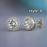 Geometric CZ Stud Earrings for Women Wedding Party Daily Jewelry