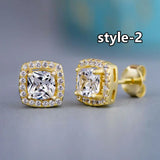 Geometric CZ Stud Earrings for Women Wedding Party Daily Jewelry