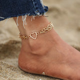 Heart Pendant Anklet for Women Summer Foot Accessories Leg Bracelet Chains
