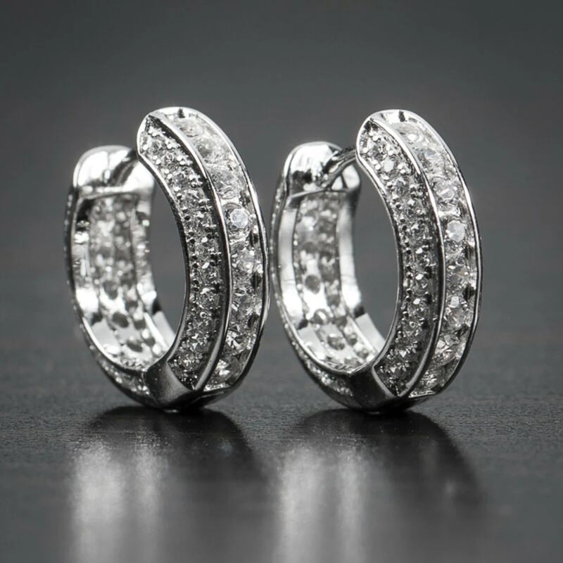 Hiphop CZ Circle Earrings for Men