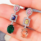 Colorful CZ Earrings for Women - Wedding Jewelry Gift