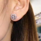 Crystal Flower Earrings for Party Wear