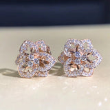 Crystal Flower Earrings for Party Wear