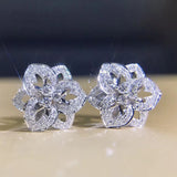 Crystal Flower Earrings for Party Wear