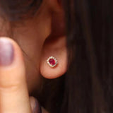 Red CZ Stud Earrings Wedding Ear Accessories Women