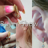 Round CZ Charm Women Drop Earrings